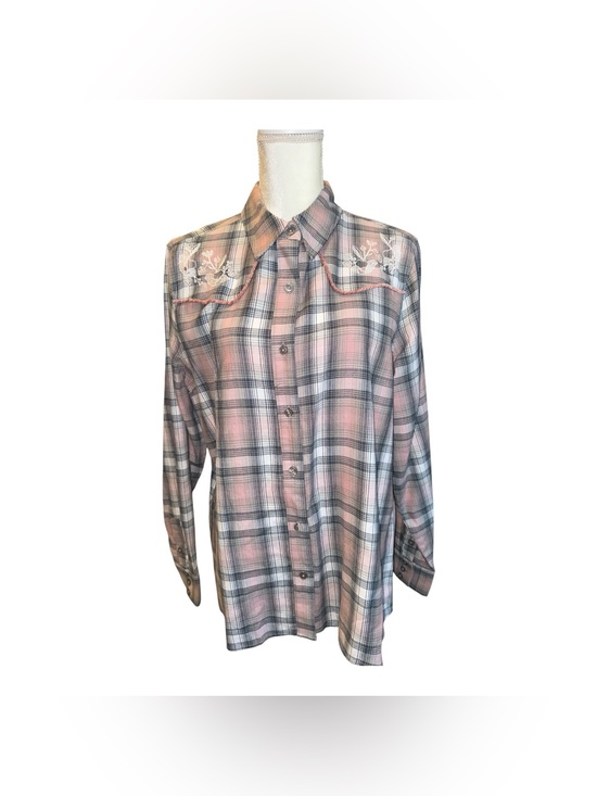 Vintage Threads Tops - Vintage Threads Flannel Embroidered Blouse- Large #57